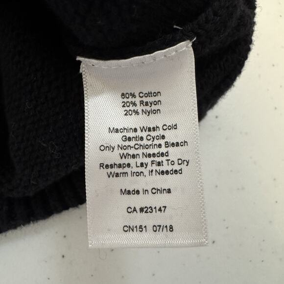 Talbots Nordic Knit Sweater Women's Large Black White Fair Isle Winter Holidays - Picture 7 of 11